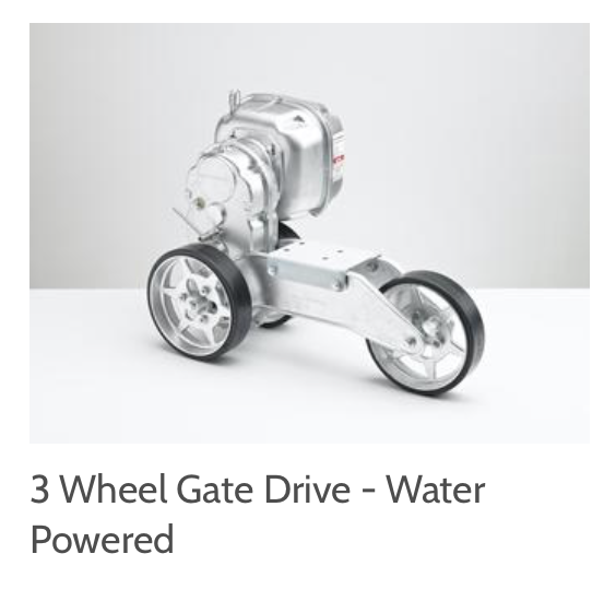 3 Wheel Gate Drive - Water Powered