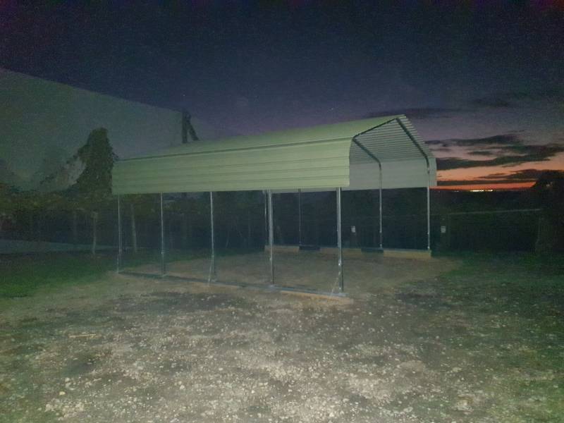 Got dark by the time the install team left, great sunset, Presto shed ready for business