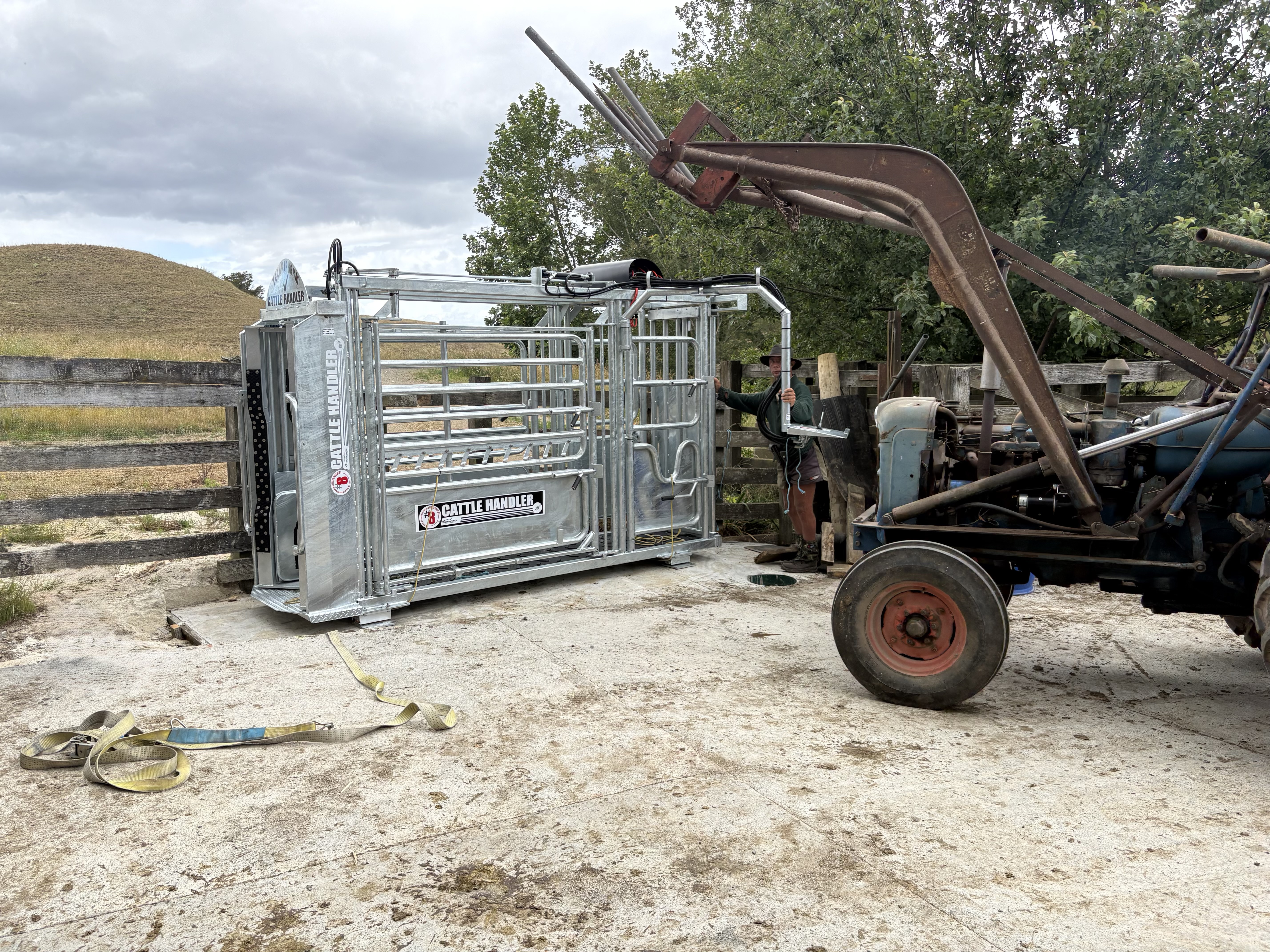 Getting the handler in place with the old Fordson Major...